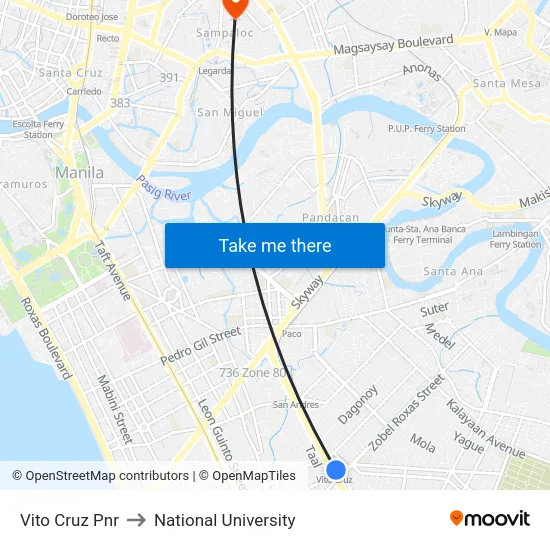 Vito Cruz Pnr to National University map
