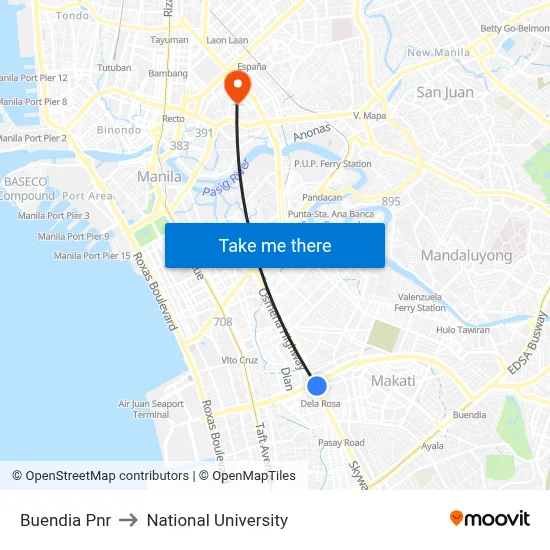 Buendia Pnr to National University map