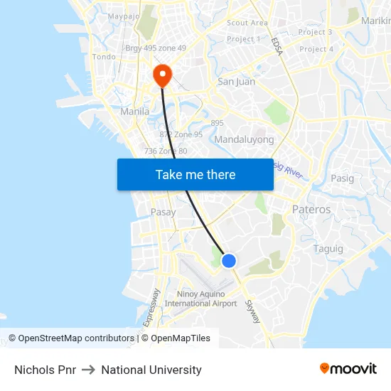 Nichols Pnr to National University map