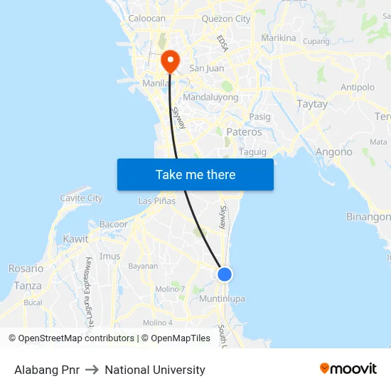 Alabang Pnr to National University map