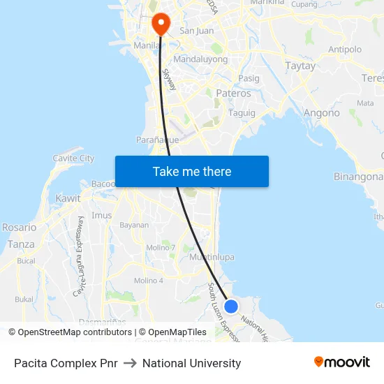 Pacita Complex Pnr to National University map