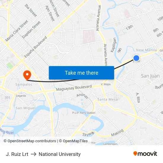 J. Ruiz Lrt to National University map
