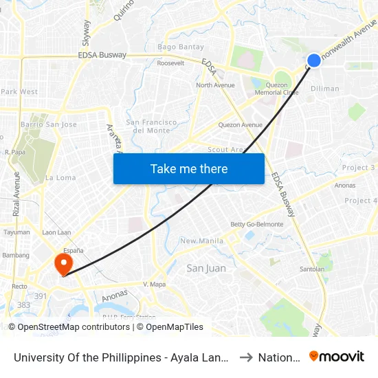 University Of the Phillippines - Ayala Land Technohub, Commonwealth Avenue, Quezon City to National University map