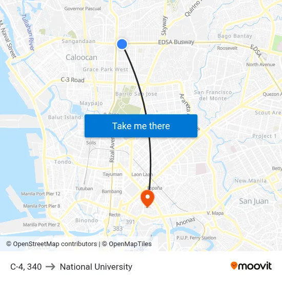 C-4, 340 to National University map