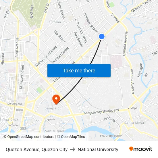 Quezon Avenue, Quezon City to National University map