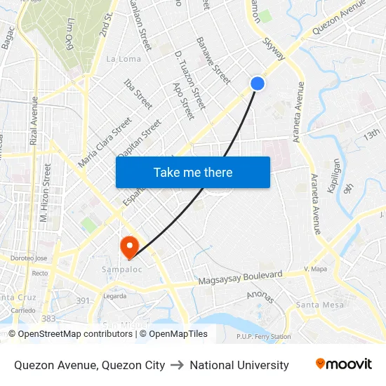 Quezon Avenue, Quezon City to National University map