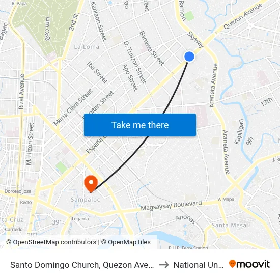Santo Domingo Church, Quezon Avenue, Quezon City to National University map