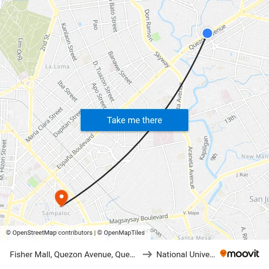 Fisher Mall, Quezon Avenue, Quezon City to National University map