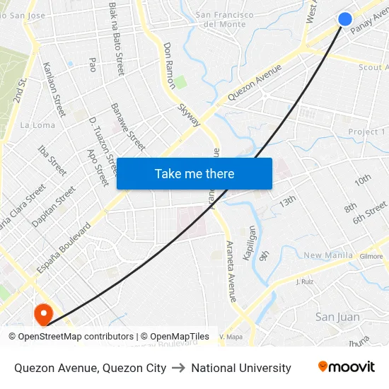 Quezon Avenue, Quezon City to National University map
