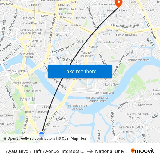 Ayala Blvd / Taft Avenue Intersection, Manila to National University map