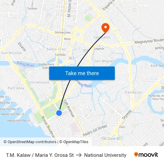 T.M. Kalaw / Maria Y. Orosa St to National University map