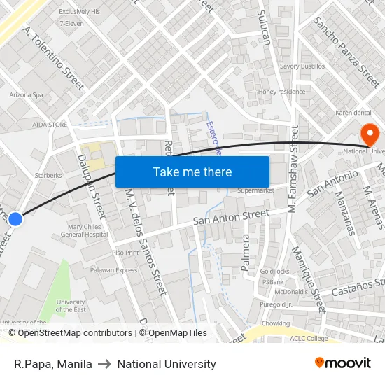 R.Papa, Manila to National University map