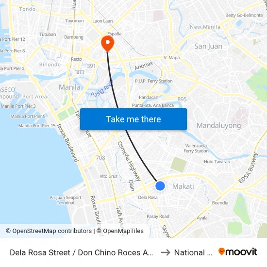 Dela Rosa Street / Don Chino Roces Avenue Intersection, Makati City to National University map