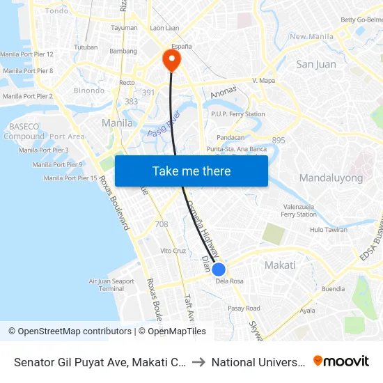 Senator Gil Puyat Ave, Makati City to National University map