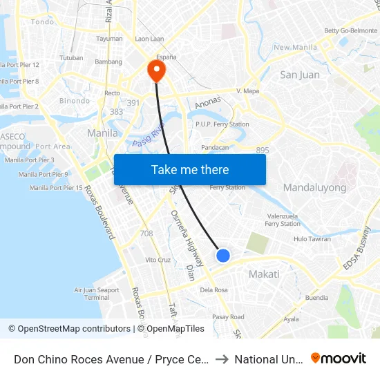 Don Chino Roces Avenue / Pryce Center, Makati City to National University map
