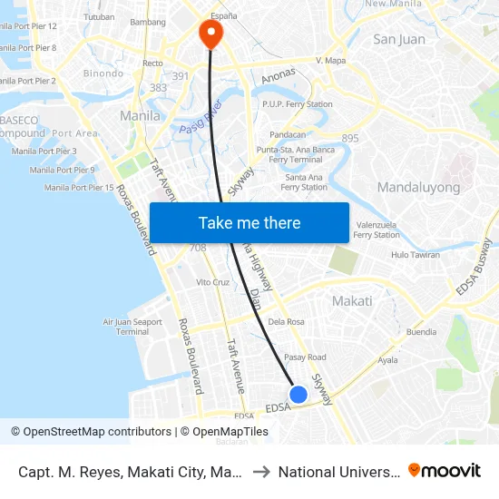Capt. M. Reyes, Makati City, Manila to National University map