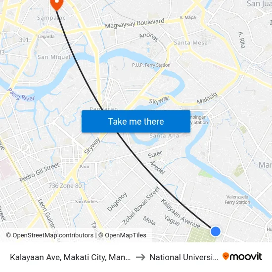 Kalayaan Ave, Makati City, Manila to National University map