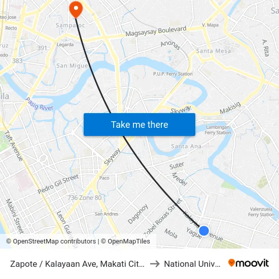 Zapote / Kalayaan Ave, Makati City, Manila to National University map