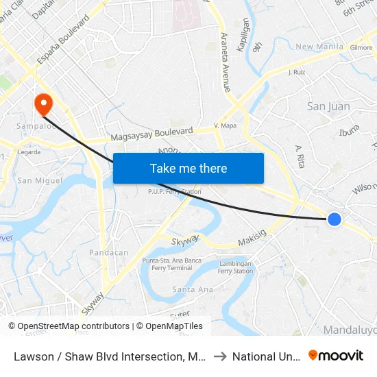 Lawson / Shaw Blvd Intersection, Mandaluyong City to National University map
