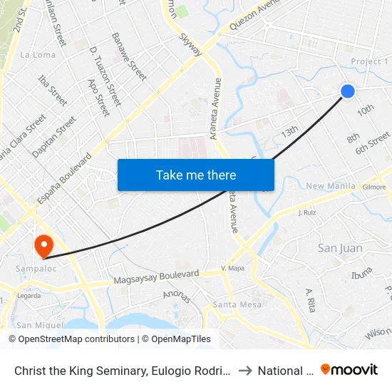 Christ the King Seminary, Eulogio Rodriguez Sr. Ave, Quezon City, Manila to National University map