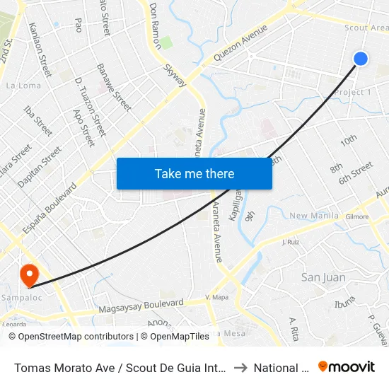 Tomas Morato Ave / Scout De Guia Intersection, Quezon City, Manila to National University map