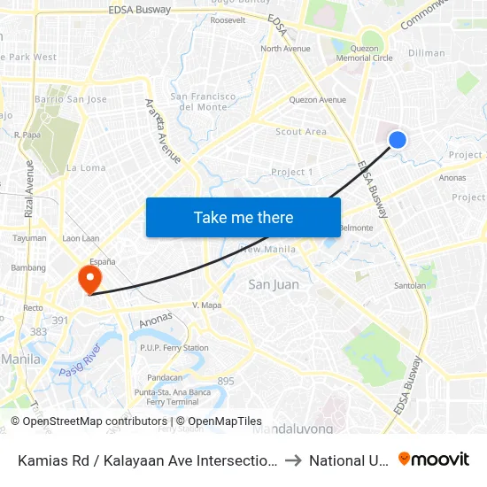 Kamias Rd / Kalayaan Ave Intersection, Quezon City, Manila to National University map