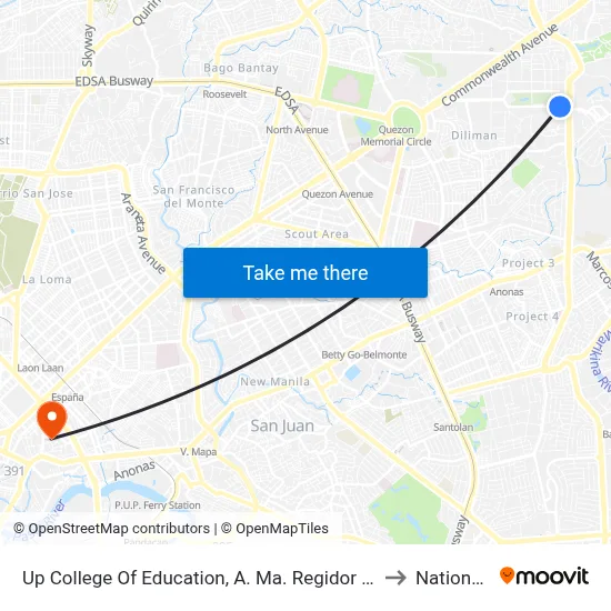 Up College Of Education, A. Ma. Regidor St / Roxas Ave Intersection, Quezon City, Manila to National University map