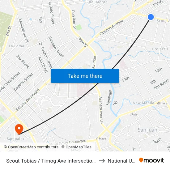 Scout Tobias / Timog Ave Intersection, Quezon City, Manila to National University map