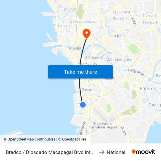Bradco / Diosdado Macapagal Blvd Intersection, Lungsod Ng Pasay, Manila to National University map