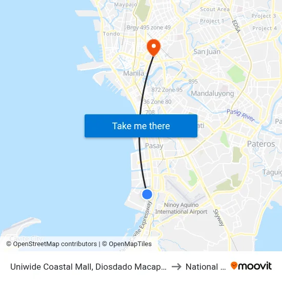 Uniwide Coastal Mall, Diosdado Macapagal Blvd, Parañaque City, Manila to National University map