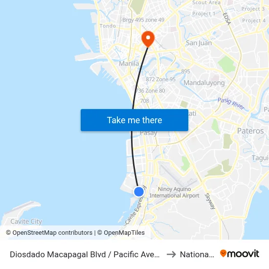 Diosdado Macapagal Blvd / Pacific Avenue Intersection, Parañaque City, Manila to National University map