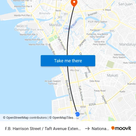 F.B. Harrison Street / Taft Avenue Extension Intersection, Lungsod Ng Pasay, Manila to National University map