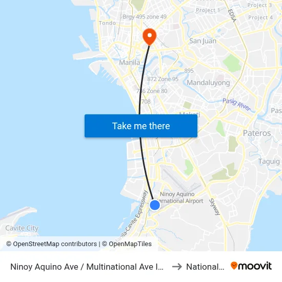 Ninoy Aquino Ave / Multinational Ave Intersection, Parañaque City, Manila to National University map