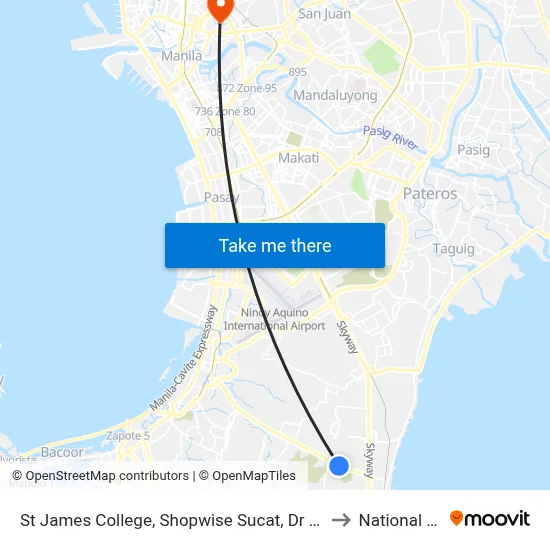 St James College, Shopwise Sucat, Dr A. Santos Ave, Parañaque City to National University map