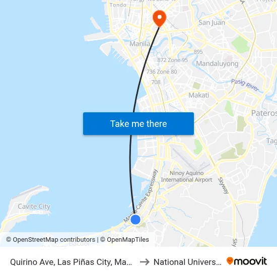 Quirino Ave, Las Piñas City, Manila to National University map