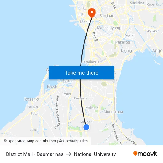 District Mall - Dasmarinas to National University map