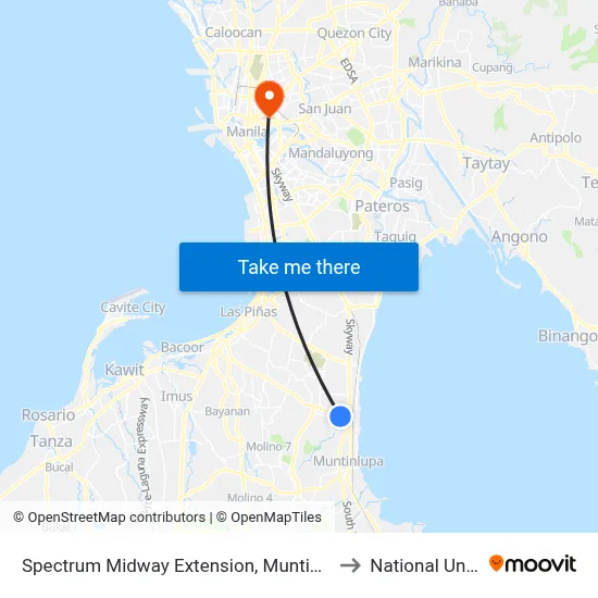 Spectrum Midway Extension, Muntinlupa City, Manila to National University map