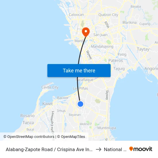 Alabang-Zapote Road / Crispina Ave Intersection, Las Piñas City, Manila to National University map