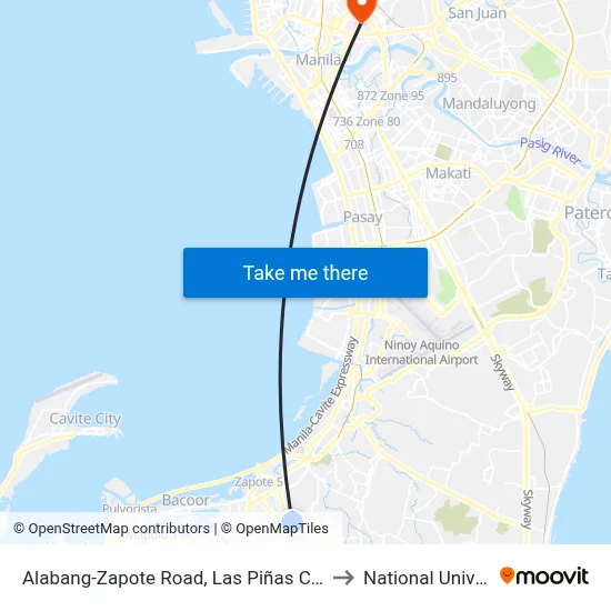 Alabang-Zapote Road, Las Piñas City, Manila to National University map