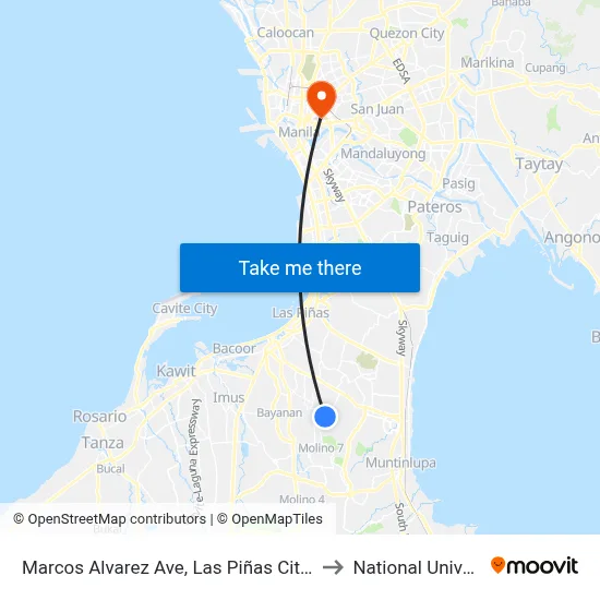 Marcos Alvarez Ave, Las Piñas City, Manila to National University map