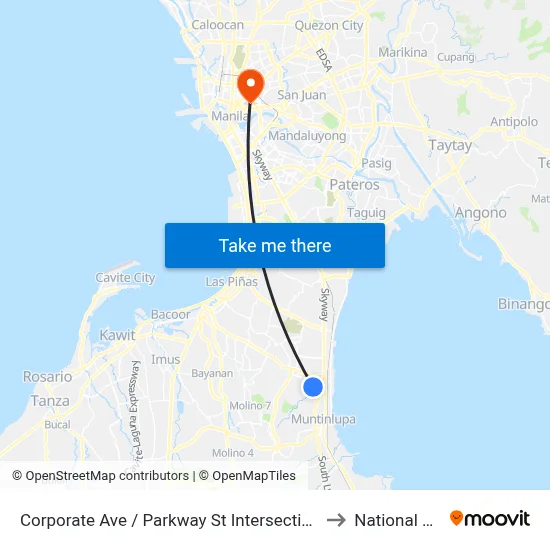 Corporate Ave / Parkway St Intersection, Muntinlupa City, Manila to National University map