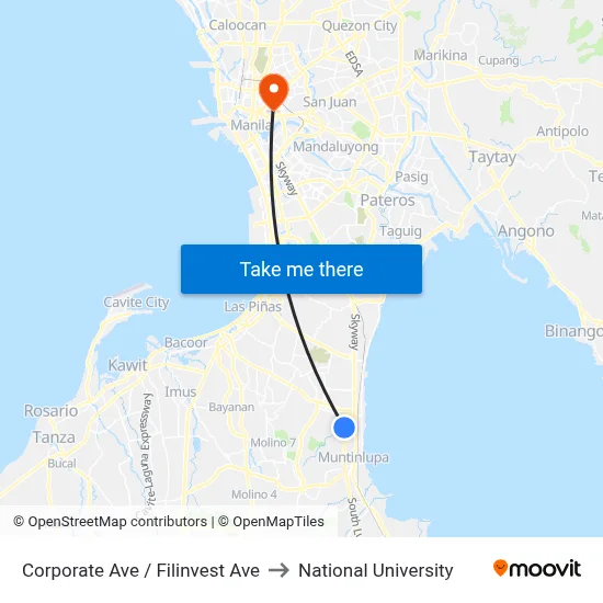 Corporate Ave / Filinvest Ave to National University map