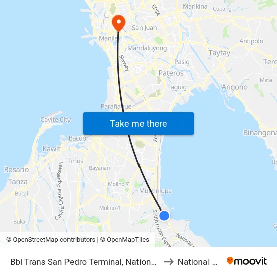 Bbl Trans San Pedro Terminal, National Hwy, San Pedro, Manila to National University map