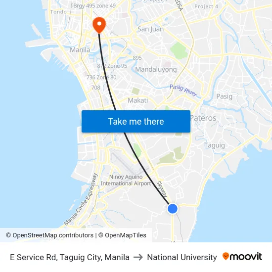 E Service Rd,  Taguig City, Manila to National University map