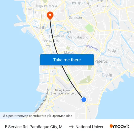 E Service Rd, Parañaque City, Manila to National University map