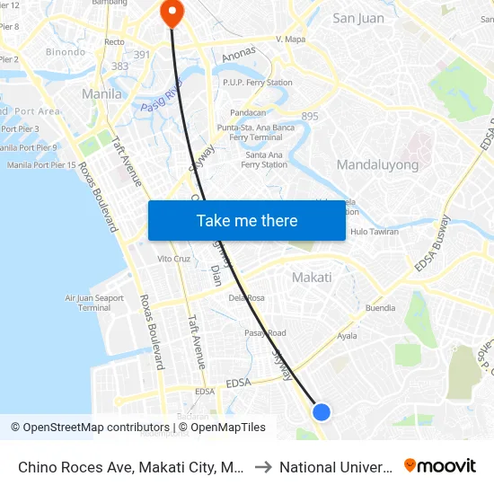 Chino Roces Ave, Makati City, Manila to National University map