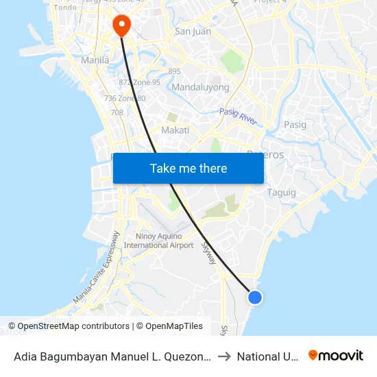 Adia Bagumbayan Manuel L. Quezon, Taguig City, Manila to National University map