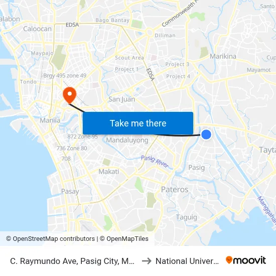 C. Raymundo Ave, Pasig City, Manila to National University map