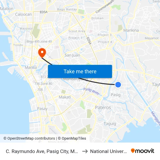 C. Raymundo Ave, Pasig City, Manila to National University map