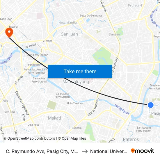 C. Raymundo Ave, Pasig City, Manila to National University map